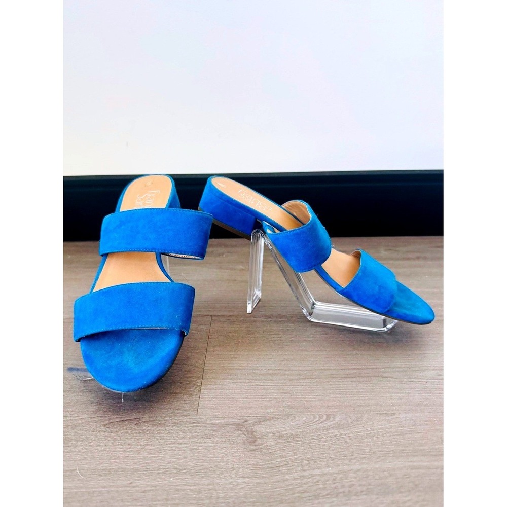 Franco Sarto Mule Sandal Cobalt Blue Suede Double Strap Heel - Size 8.5 💙